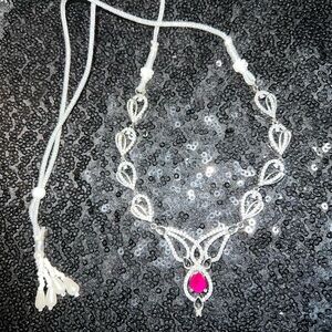 Elegant Silver Necklace with Pink Gemstone